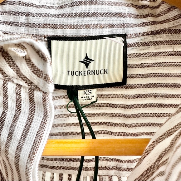 NWT Tuckernuck Callahan Tan Stripe Embroidered Long Sleeve Mini Dress - Picture 8 of 10